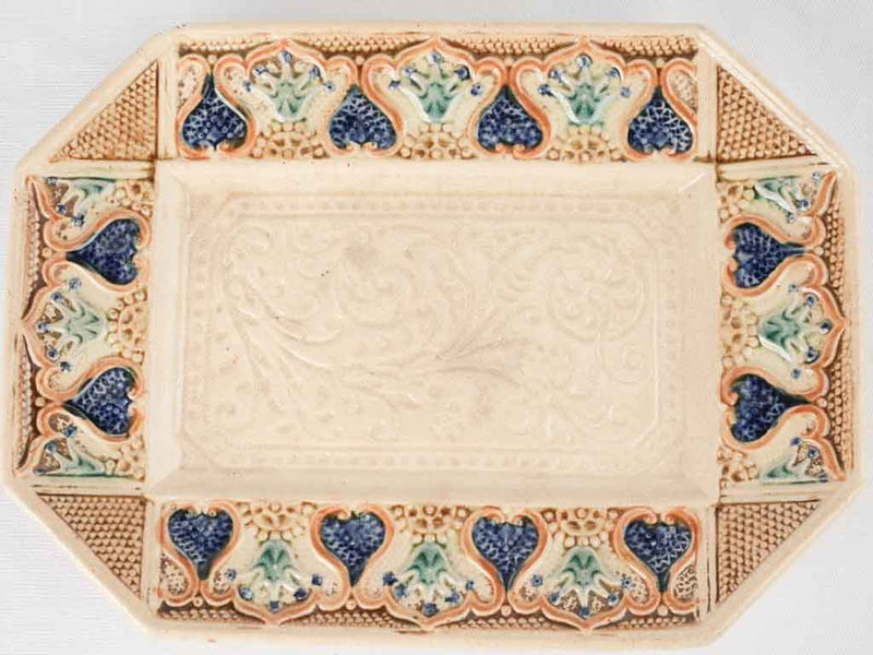 Artistic signed majolica rectangular serveware