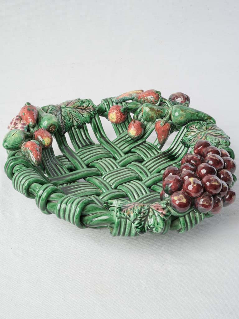 Mid-20th Century Heny Vallauris Majolica Basket-Form Fruit Bowl - 13½"
