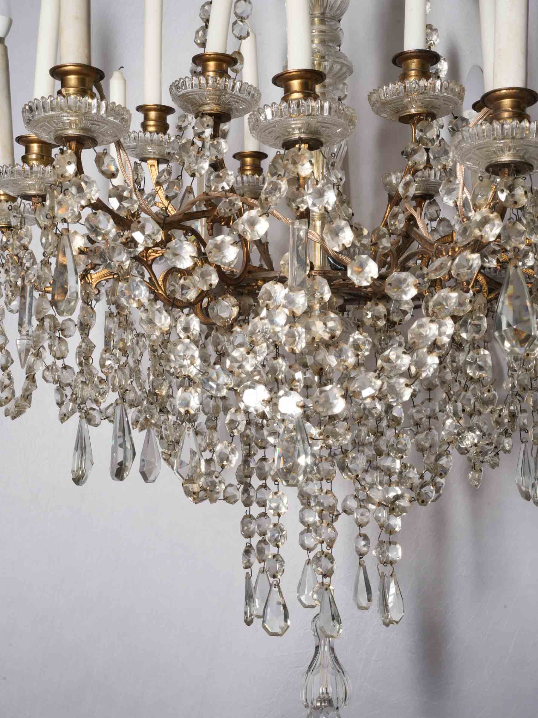 Large 18-Light Gilt-Bronze and Glass French Chandelier, Early 20th Century - 51¼"