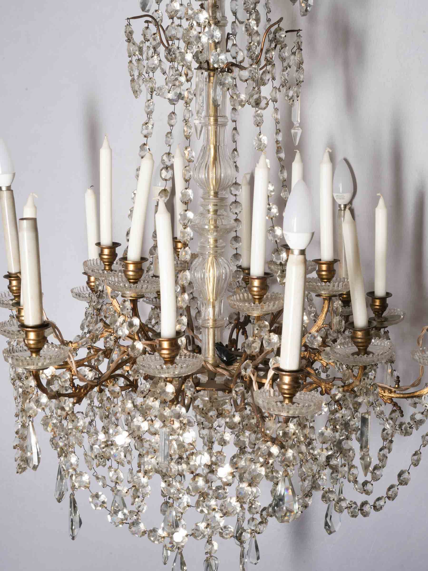 Large 18-Light Gilt-Bronze and Glass French Chandelier, Early 20th Century - 51¼"