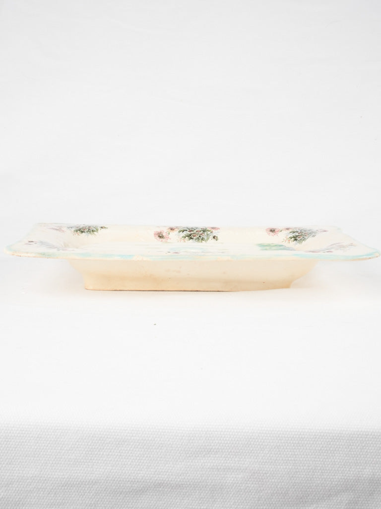 Elegant antique strainer platter, asparagus motif