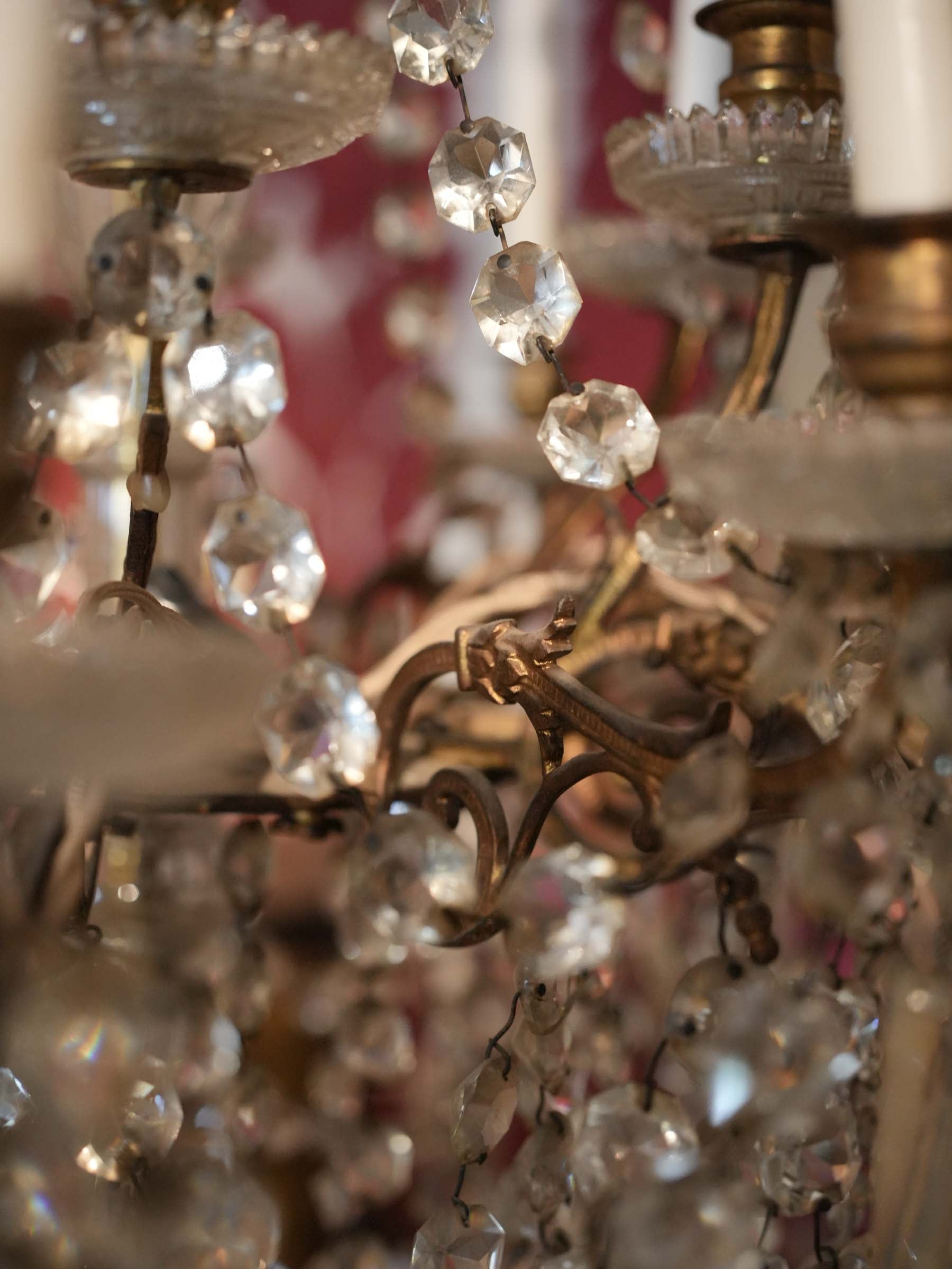Large 18-Light Gilt-Bronze and Glass French Chandelier, Early 20th Century - 51¼"