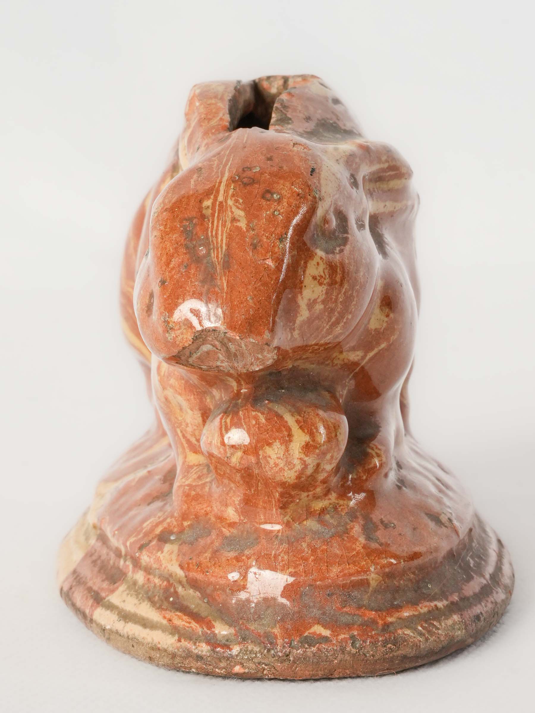 Charming Petite Antique Rabbit Money Box w/ Marbled Glaze - 4¾"