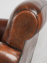 High-quality French leather club chairs