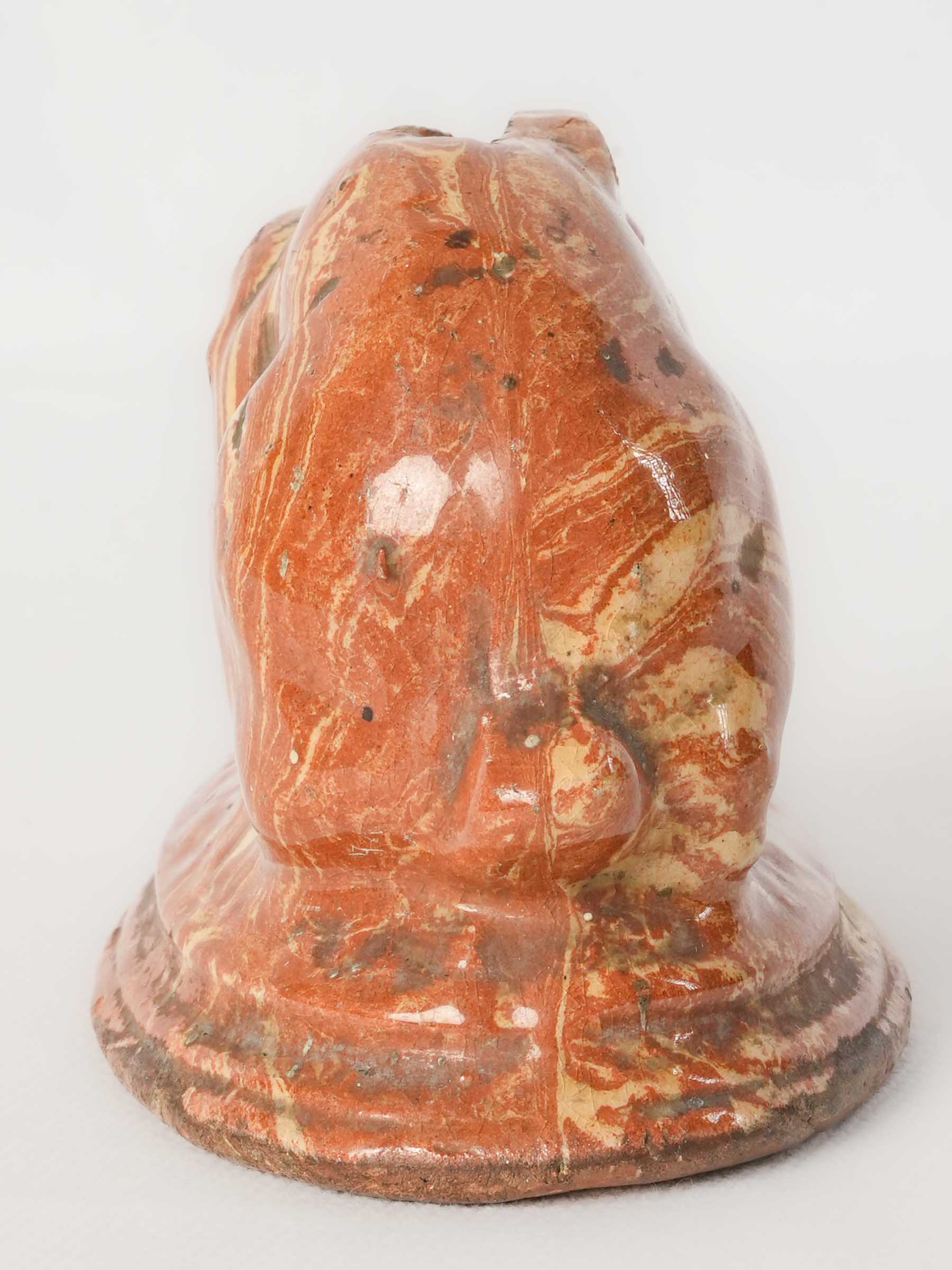Charming Petite Antique Rabbit Money Box w/ Marbled Glaze - 4¾"