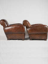 Refurbished original leather French club chairs