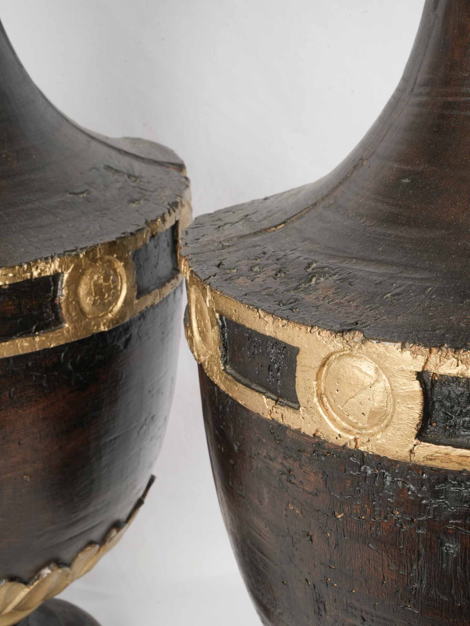 Grand Pair of Louis XVI Carved and Giltwood Pots à Feu, Late 18th Century -  31" x 13"