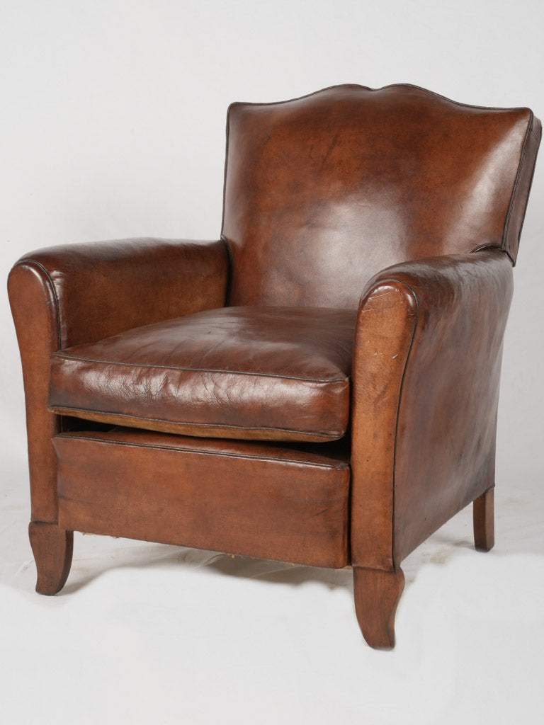 RESERVED CS Antique French leather club chair moustache