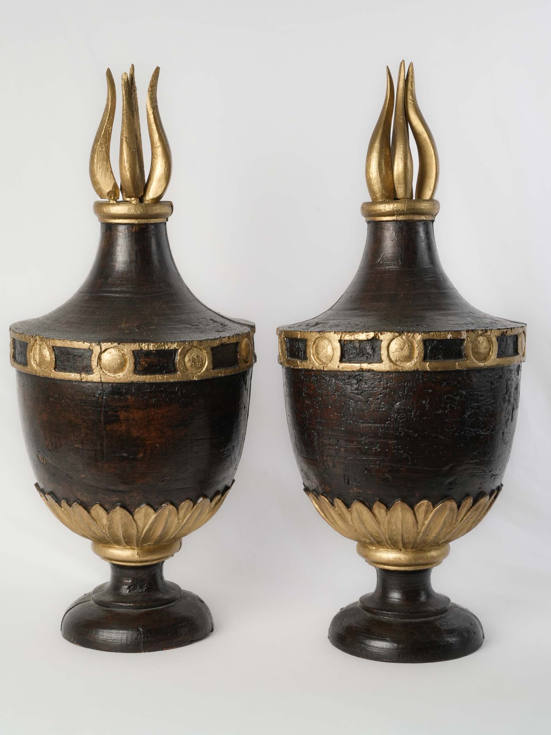 Grand Pair of Louis XVI Carved and Giltwood Pots à Feu, Late 18th Century -  31" x 13"