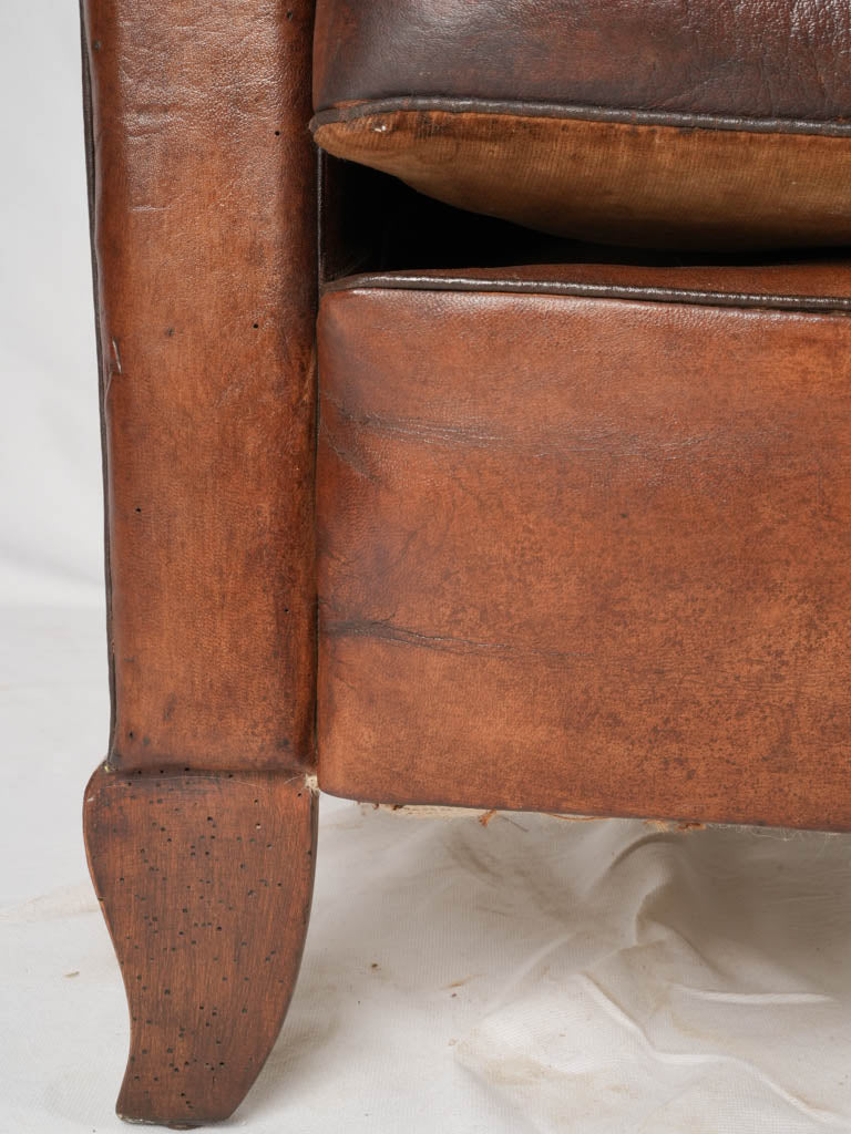 Traditional French leather accent chair