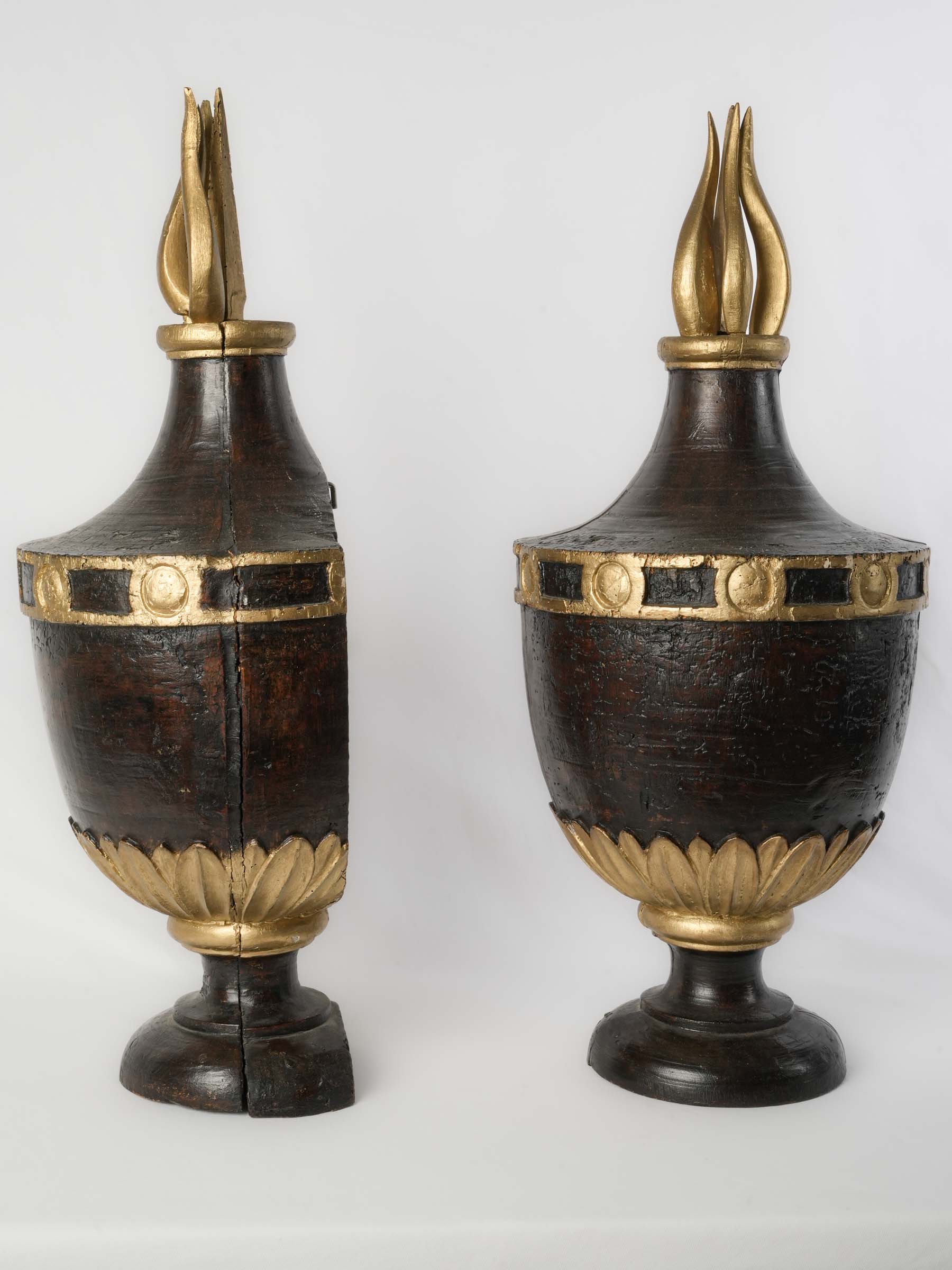 Grand Pair of Louis XVI Carved and Giltwood Pots à Feu, Late 18th Century -  31" x 13"