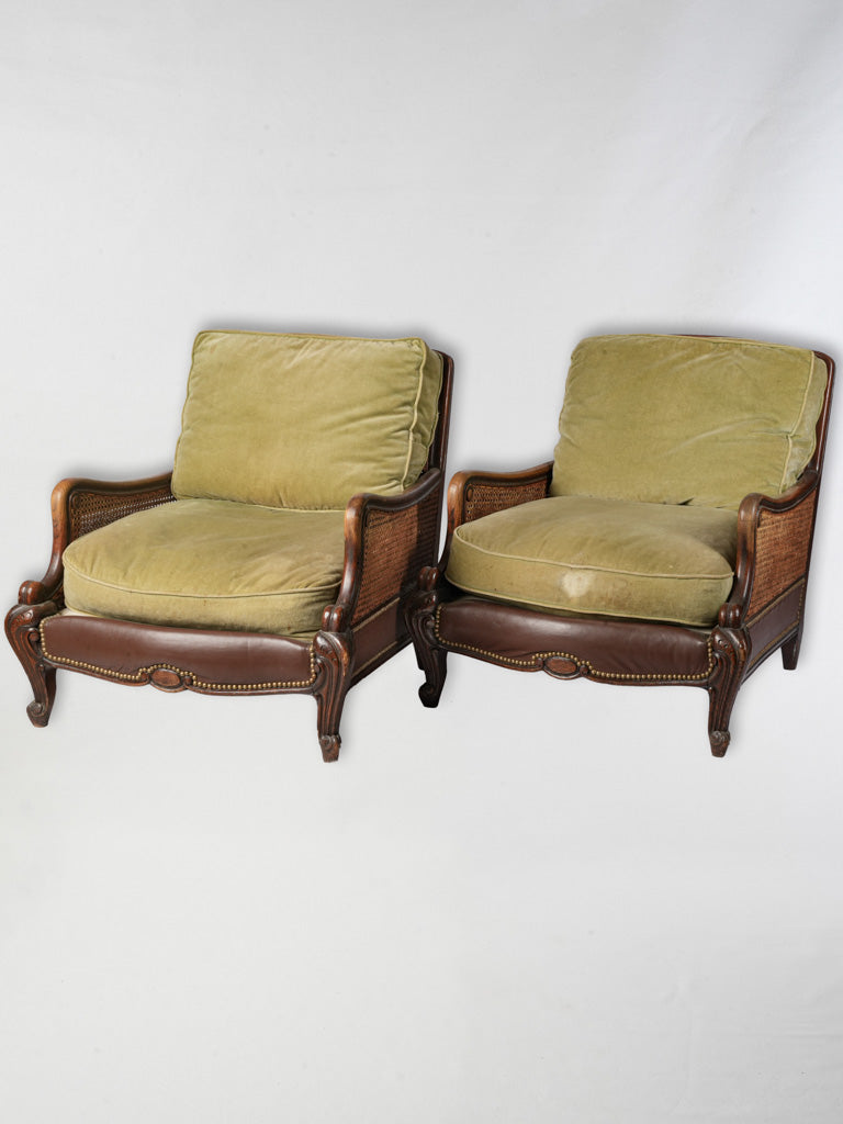 Elegant English caned lounge chairs  