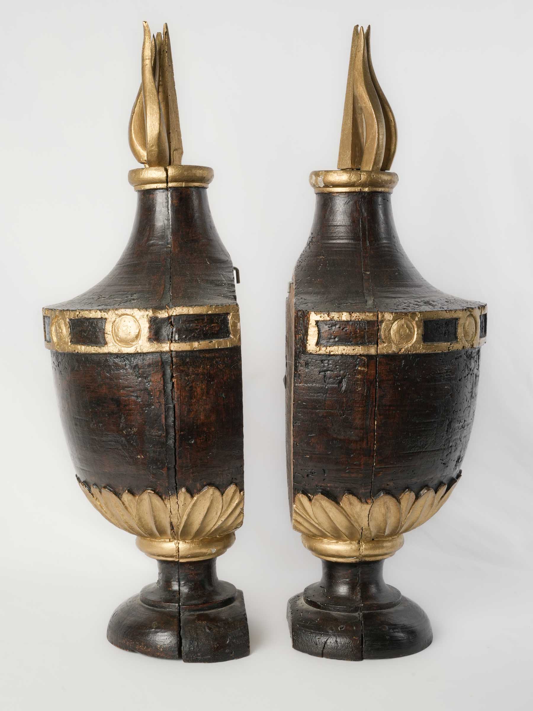 Grand Pair of Louis XVI Carved and Giltwood Pots à Feu, Late 18th Century -  31" x 13"