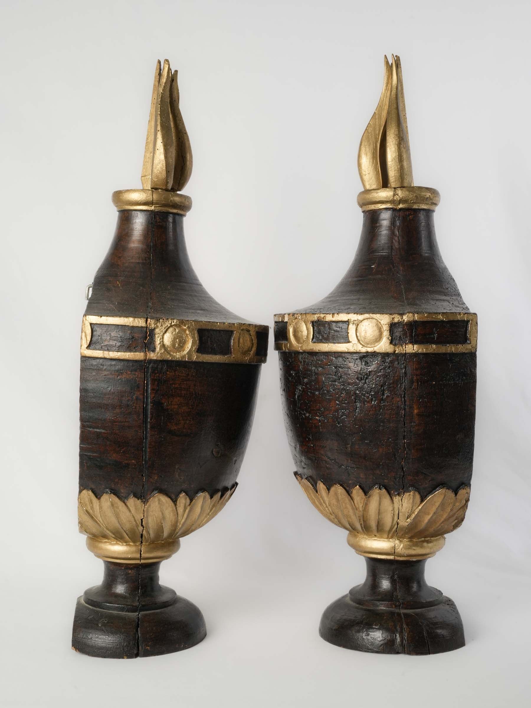 Grand Pair of Louis XVI Carved and Giltwood Pots à Feu, Late 18th Century -  31" x 13"