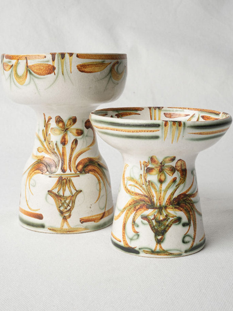 Hand-painted Breton pottery candlesticks