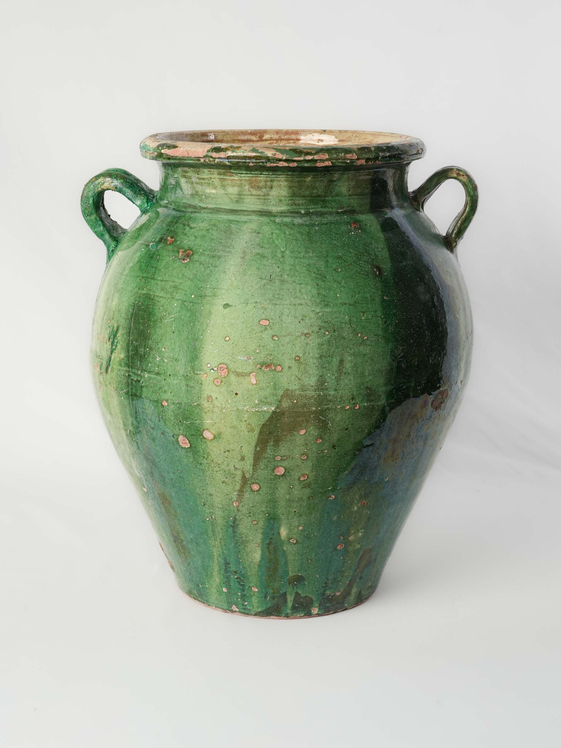 Substantial Green-Glazed Terracotta Olive Jar, Tornac, Late 19th Century - 20"