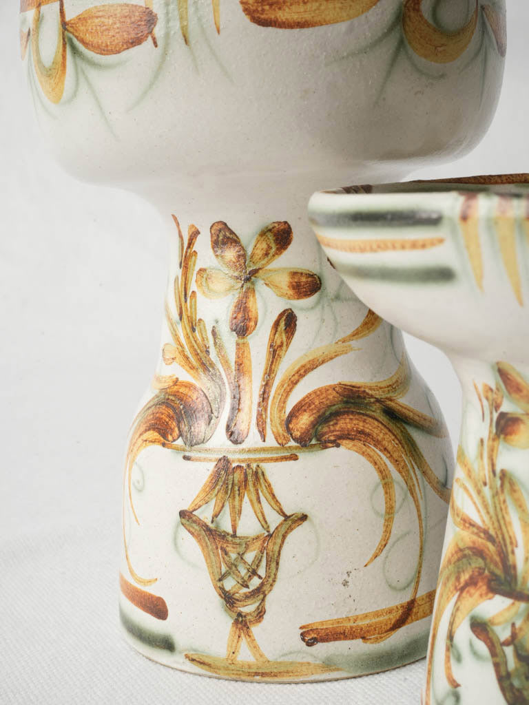 Elegant mid-century Quimper candlesticks