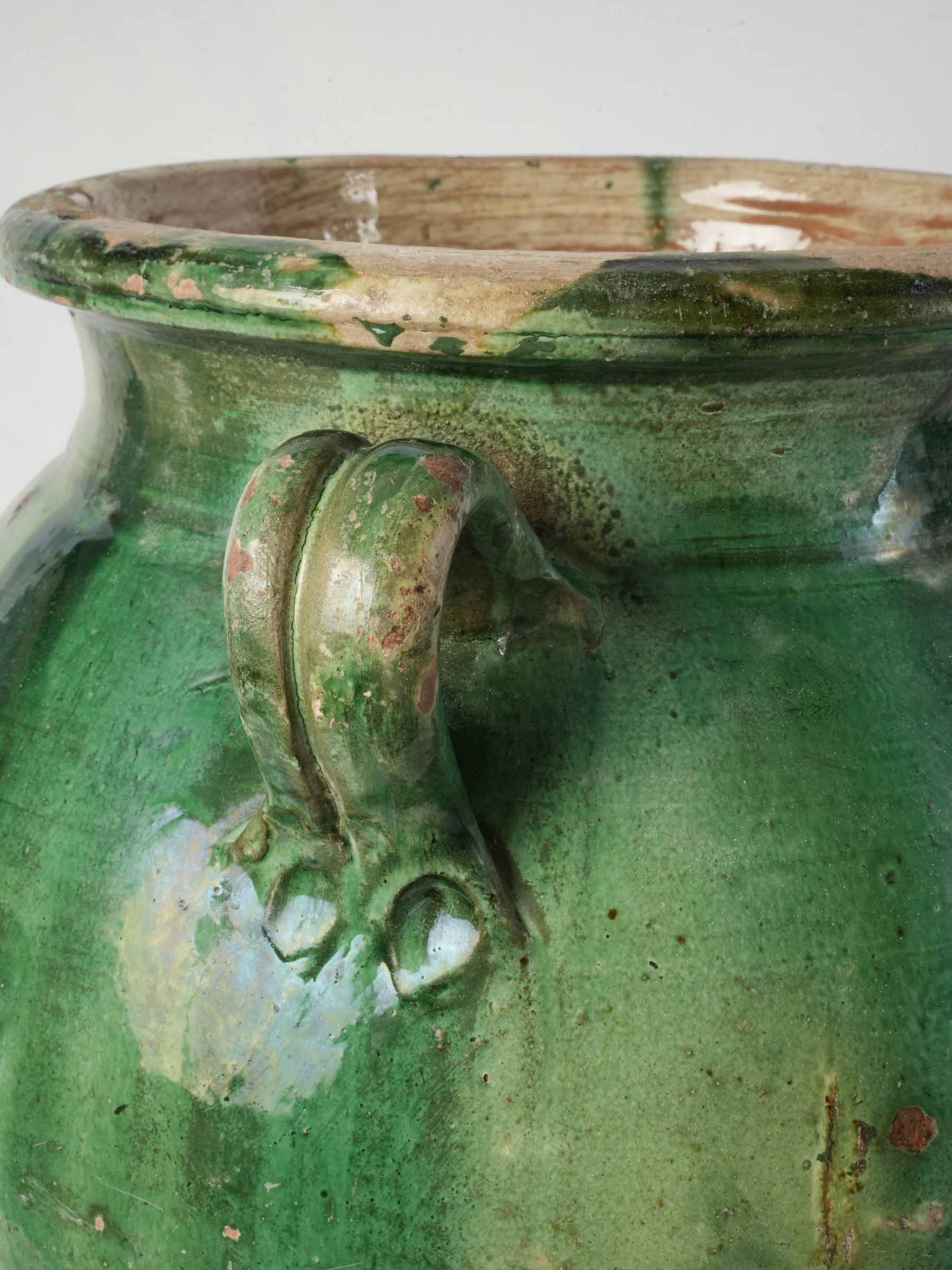 Substantial Green-Glazed Terracotta Olive Jar, Tornac, Late 19th Century - 20"
