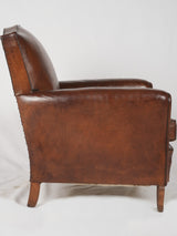Rustic 1940s leather club armchair