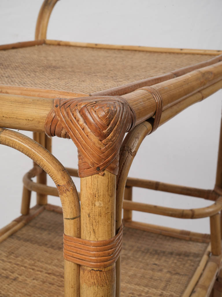 Patinaed Rattan Beverage Cart  