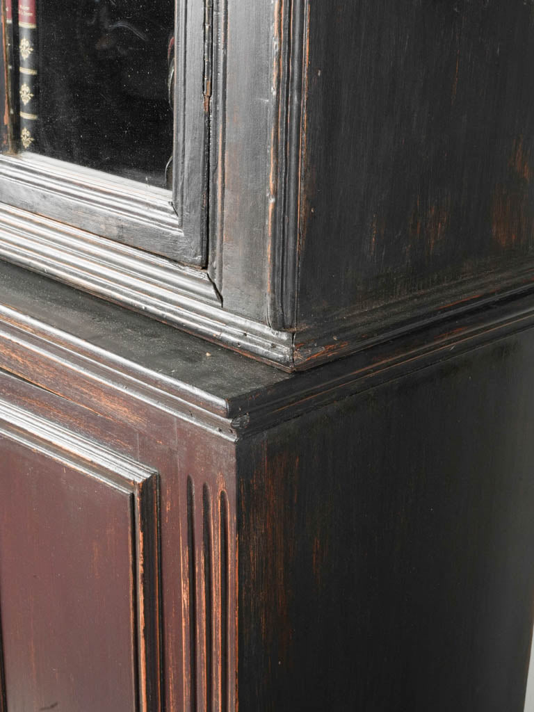 Dark-stained vintage glass cabinet  