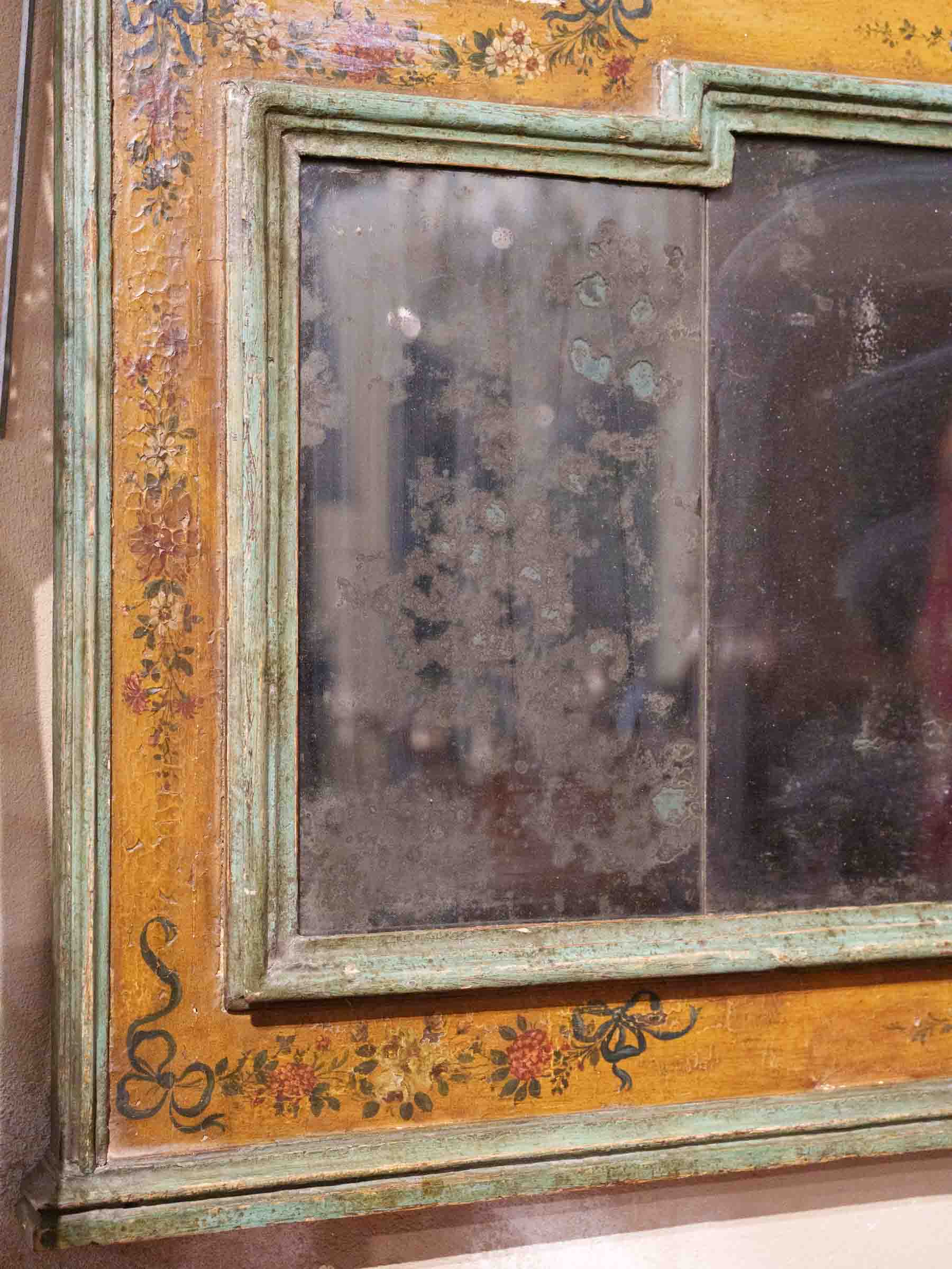 Large Trumeau Mirror w/ Mercury Glass and Capriccio Landscape, circa 1800 - 68½" x 55"