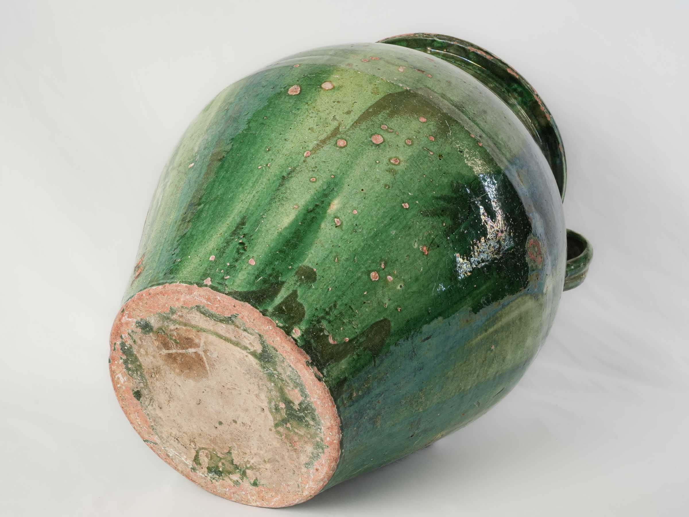Substantial Green-Glazed Terracotta Olive Jar, Tornac, Late 19th Century - 20"