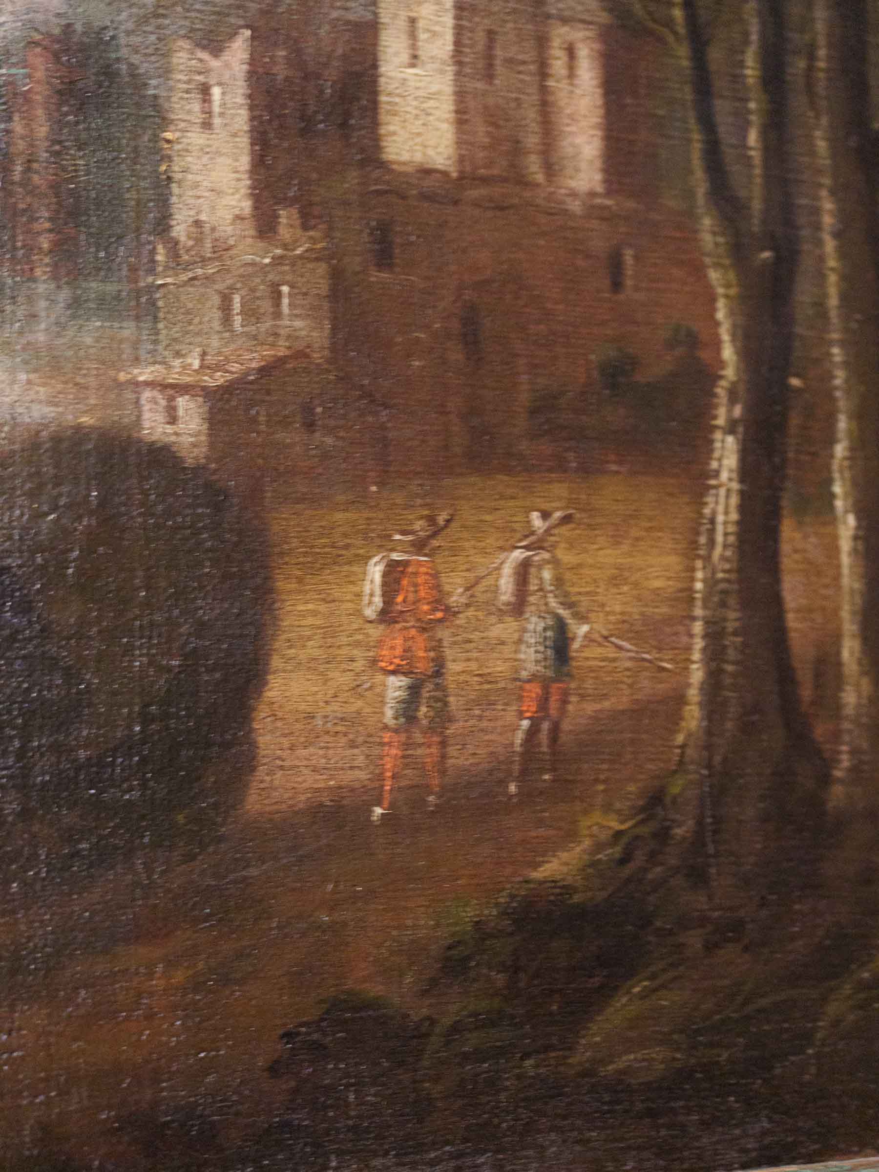 Large Trumeau Mirror w/ Mercury Glass and Capriccio Landscape, circa 1800 - 68½" x 55"