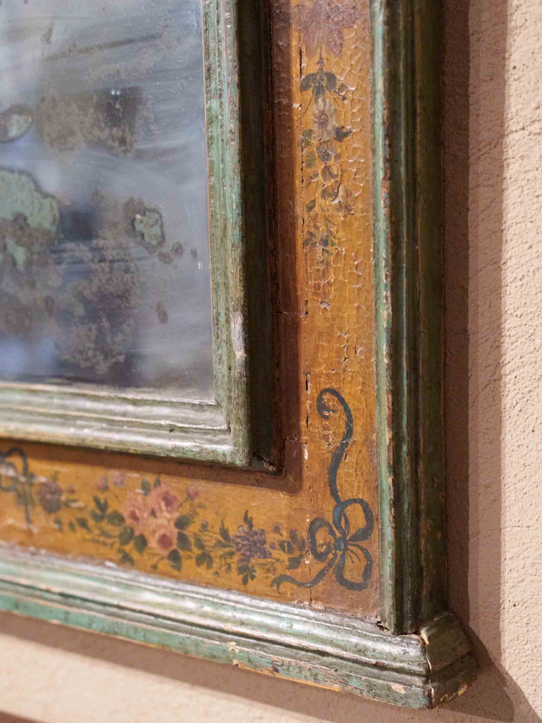 Large Trumeau Mirror w/ Mercury Glass and Capriccio Landscape, circa 1800 - 68½" x 55"
