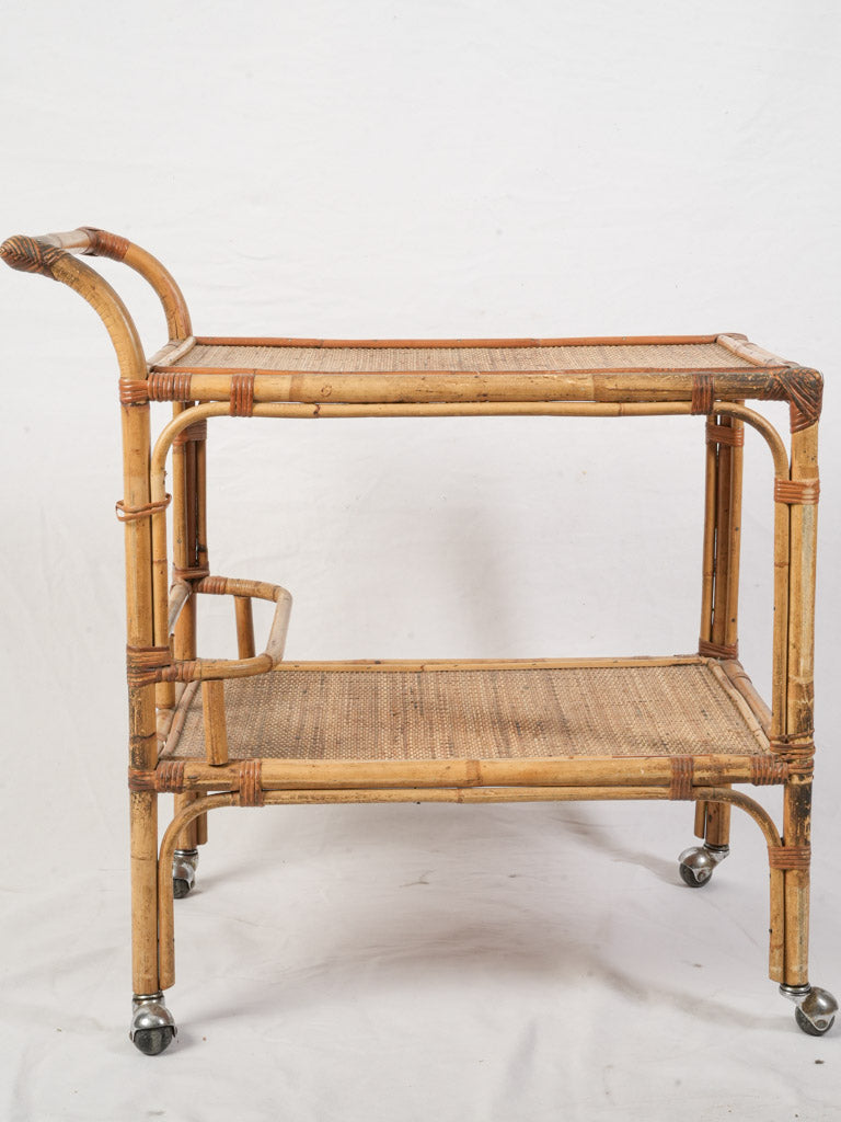 Textured Bamboo Rolling Cart  