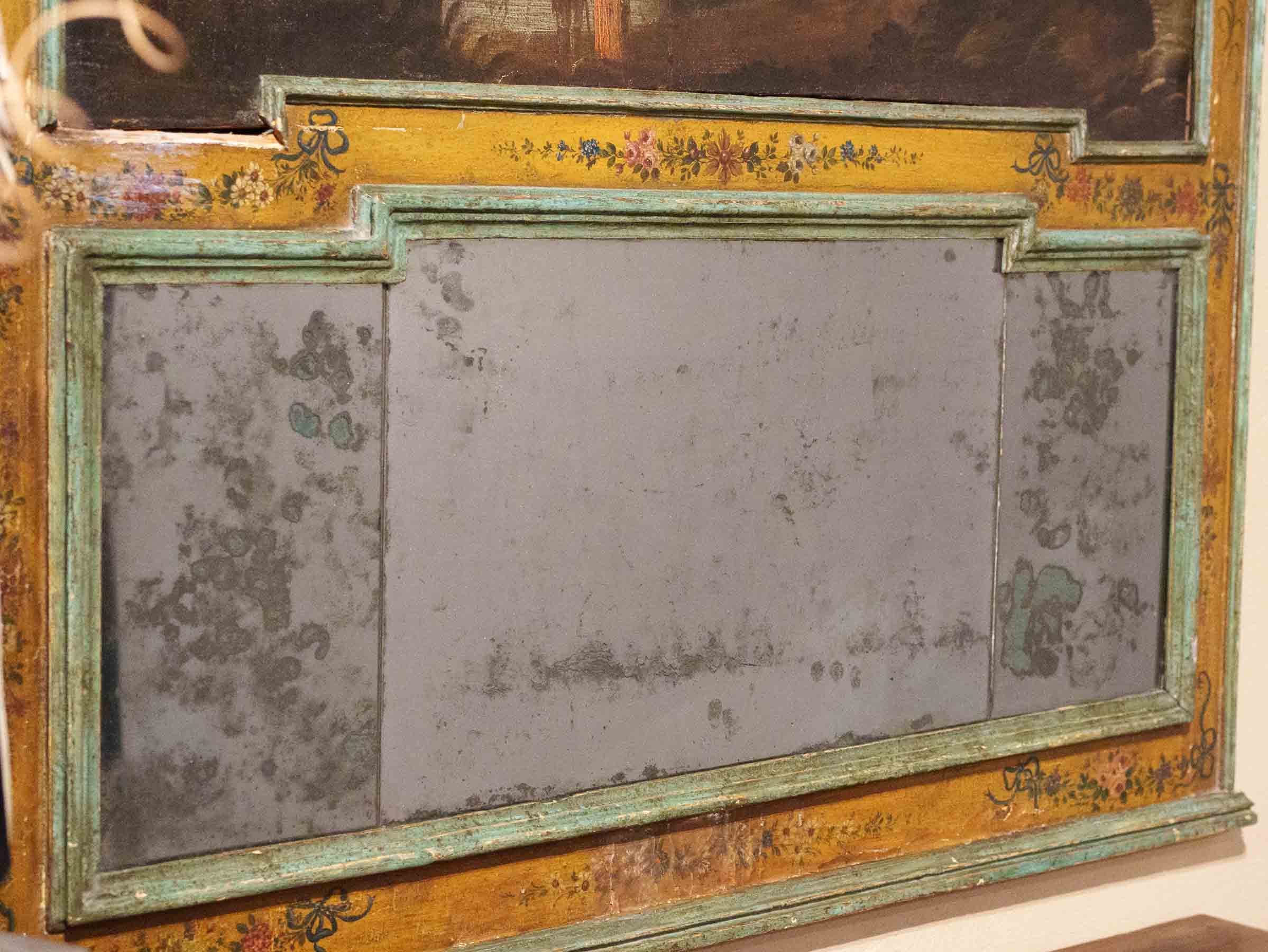 Large Trumeau Mirror w/ Mercury Glass and Capriccio Landscape, circa 1800 - 68½" x 55"