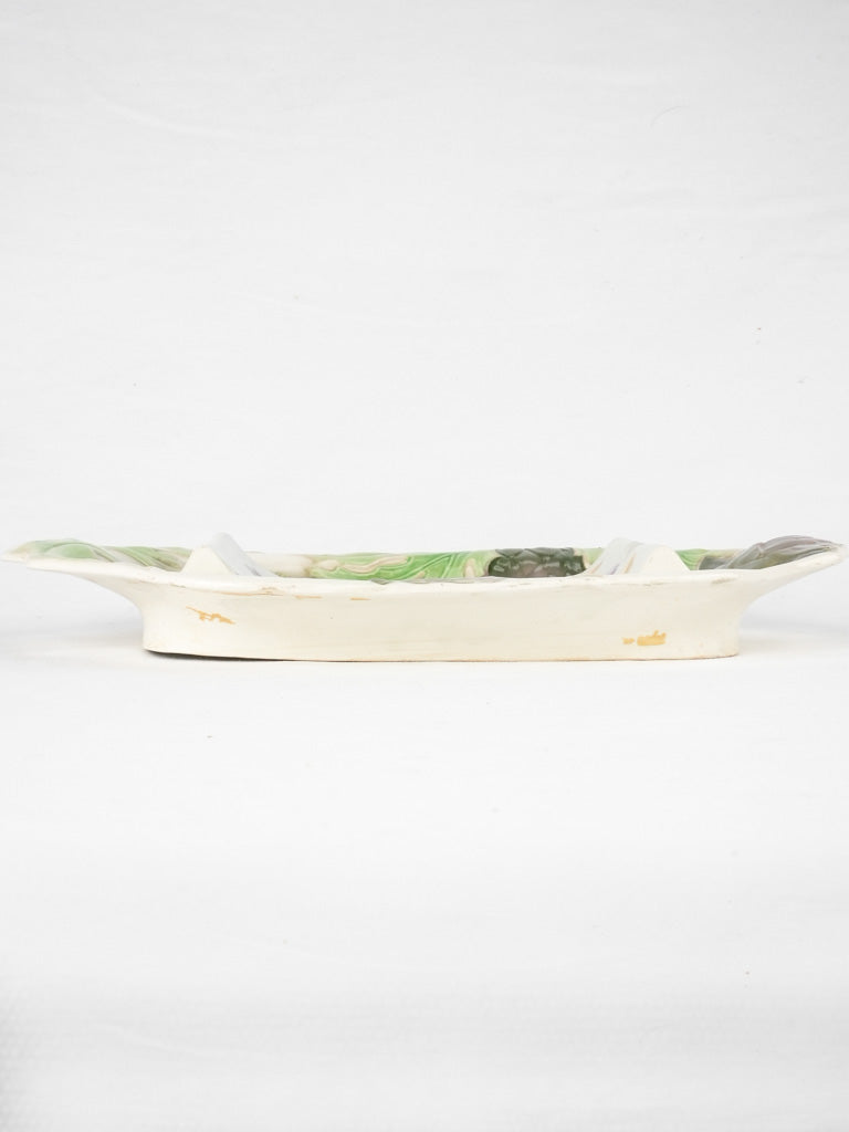 Curved asparagus cradle w/ purple artichoke detail 10¼" x 15"