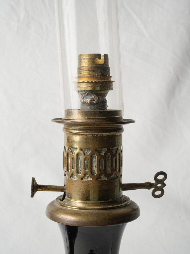 Original antique glass chimney lamps  