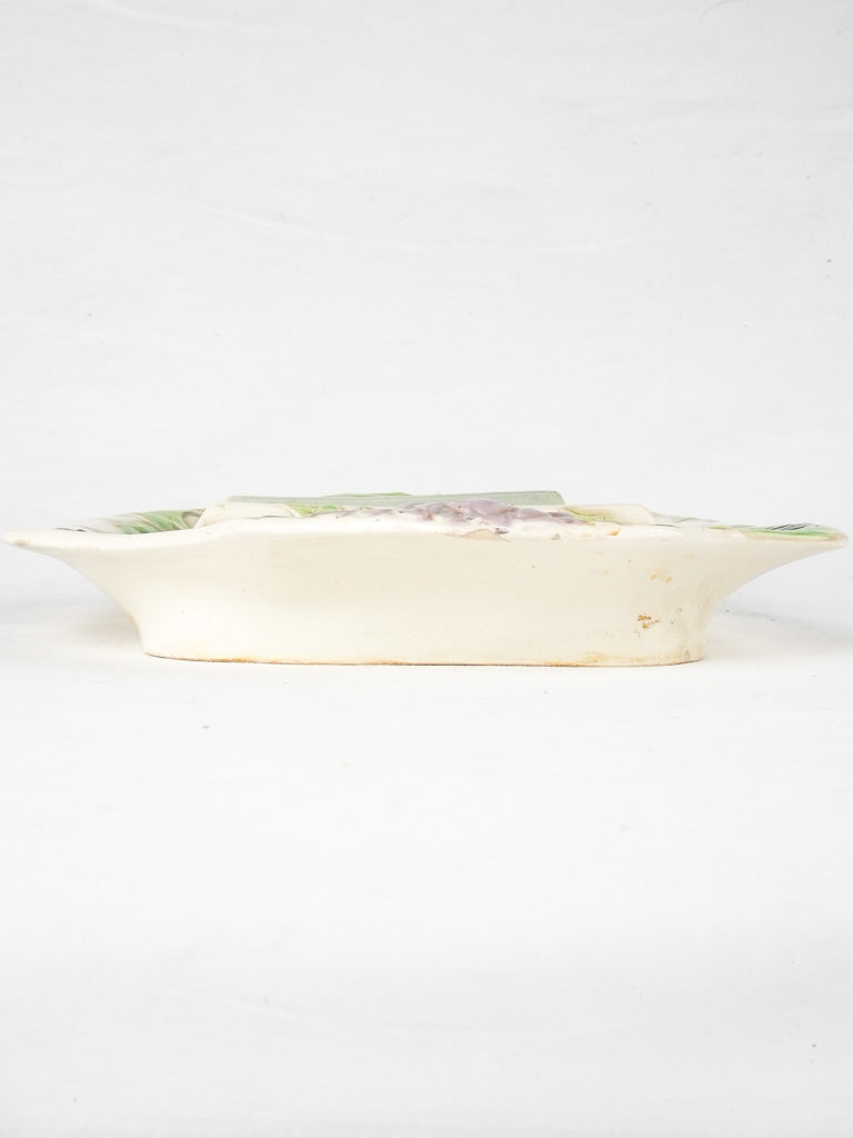 Curved asparagus cradle w/ purple artichoke detail 10¼" x 15"