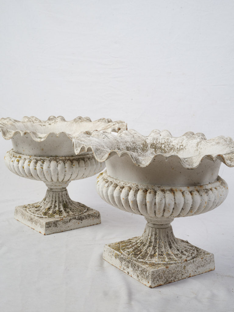 Beautiful Pair Of Large French Cast Iron Garden Urns Late 19th To Early 20th Century - 17¾"