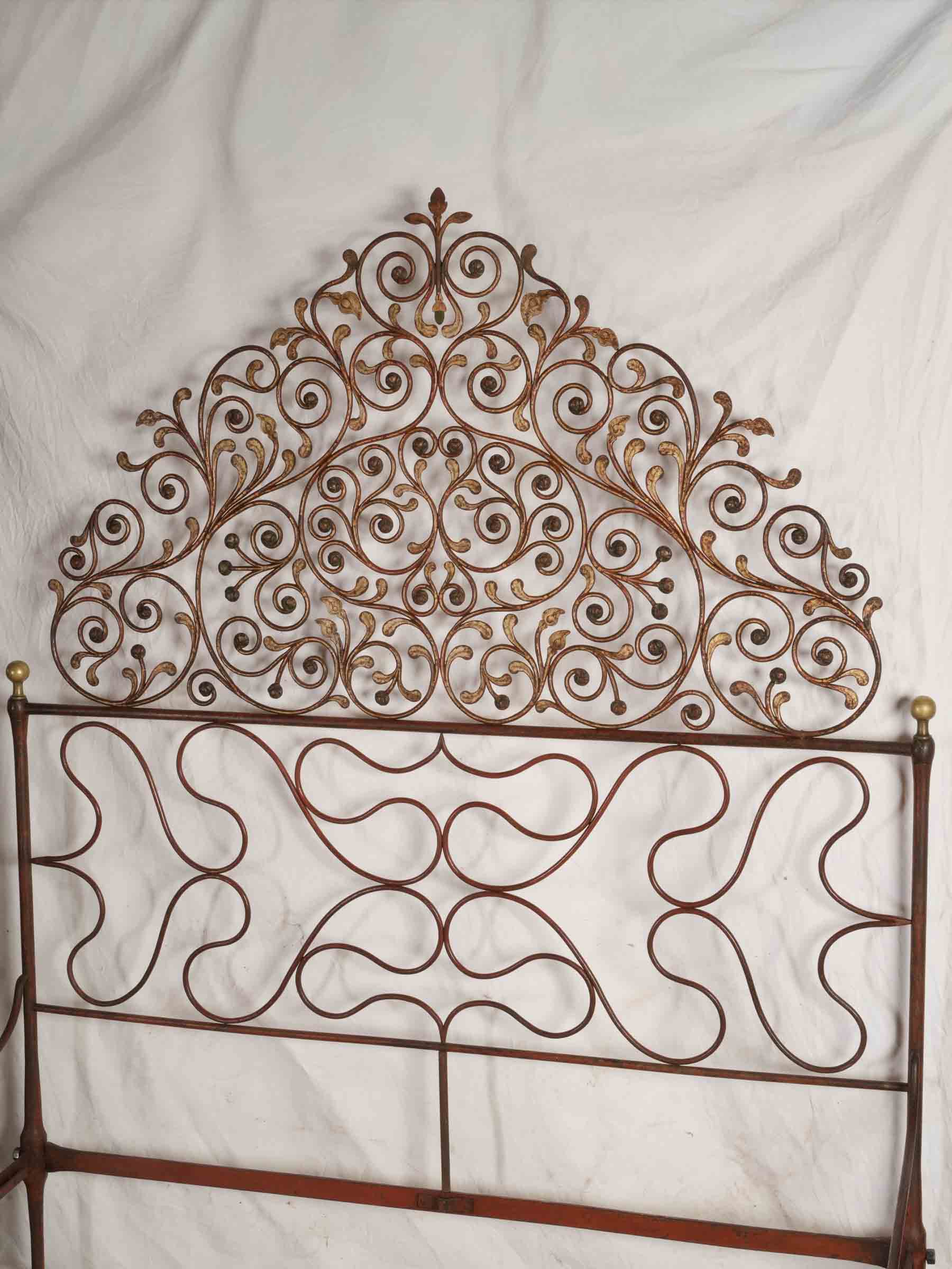 Magnificent 19th-Century Genoese Painted Wrought-Iron Bed - 82¼" x 62½"