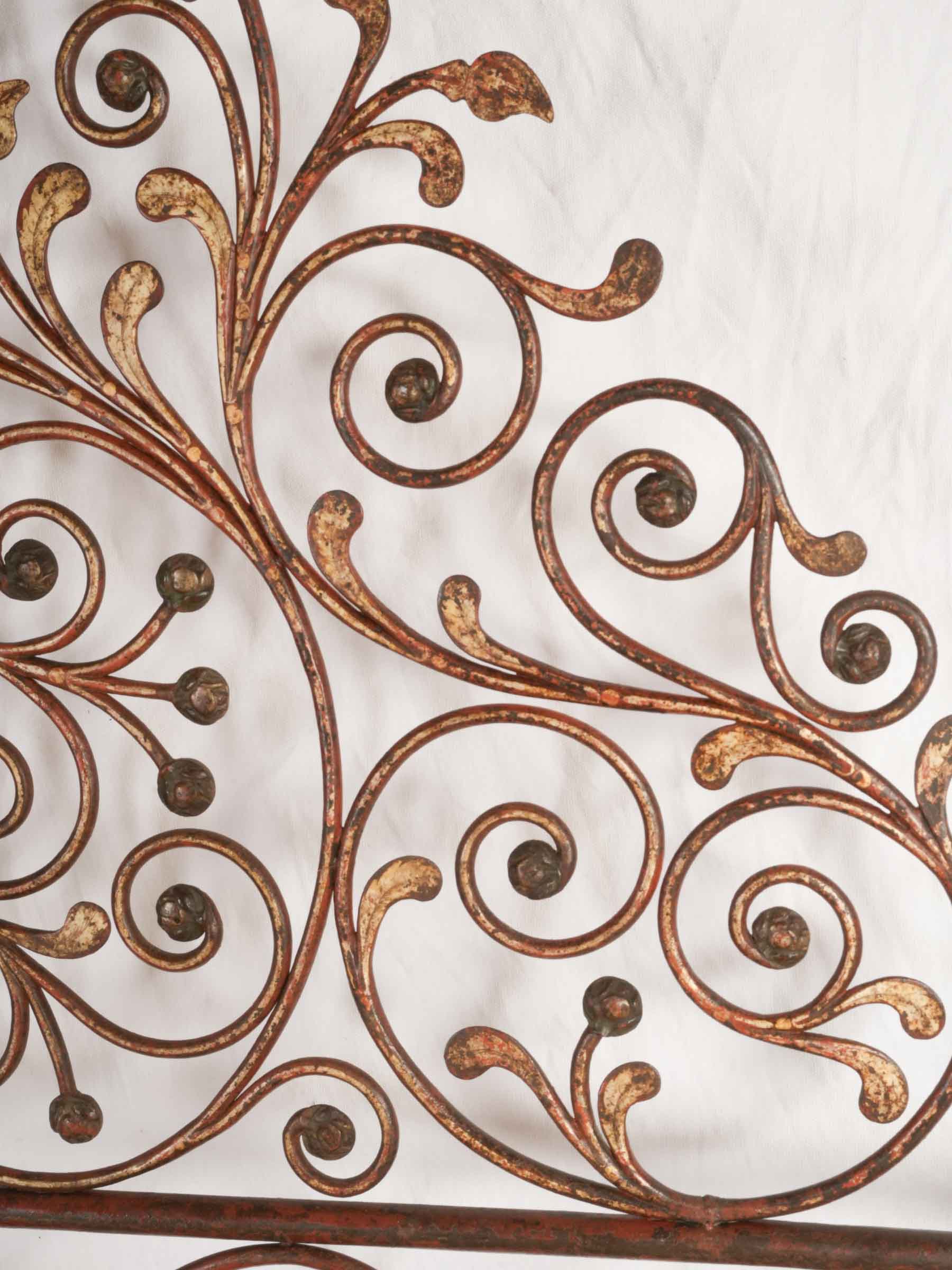 Magnificent 19th-Century Genoese Painted Wrought-Iron Bed - 82¼" x 62½"