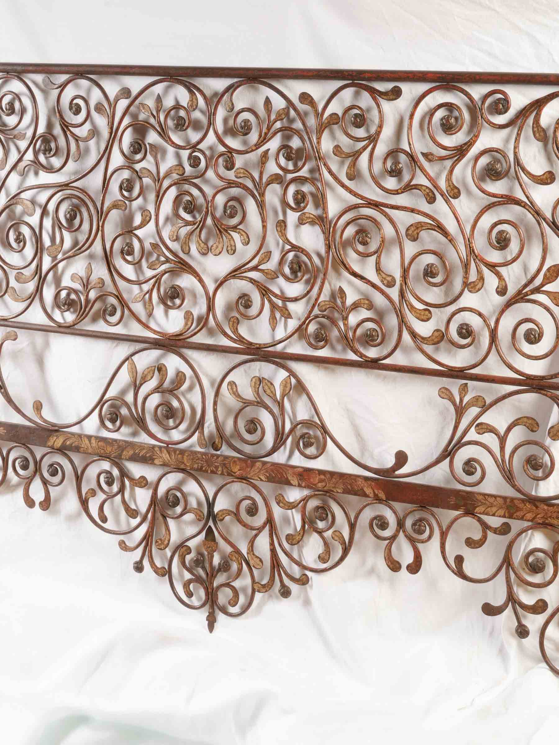 Magnificent 19th-Century Genoese Painted Wrought-Iron Bed - 82¼" x 62½"
