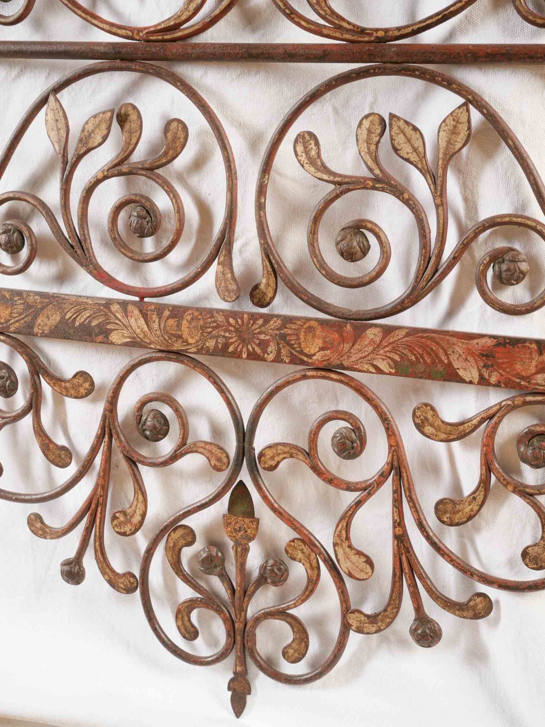 Magnificent 19th-Century Genoese Painted Wrought-Iron Bed - 82¼" x 62½"