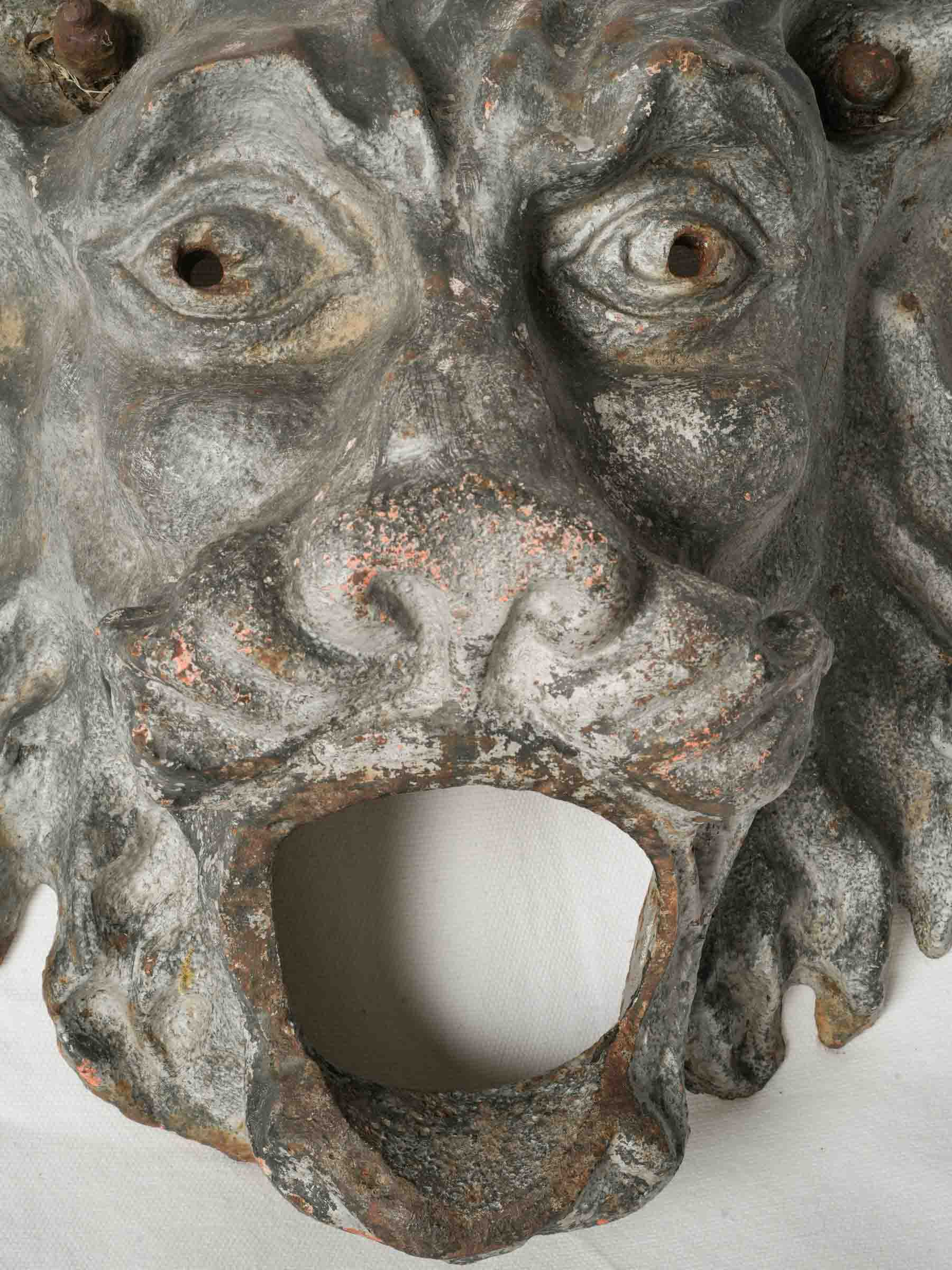Expressive 19th-Century Cast Iron Lion Fountain Spout - 16½"