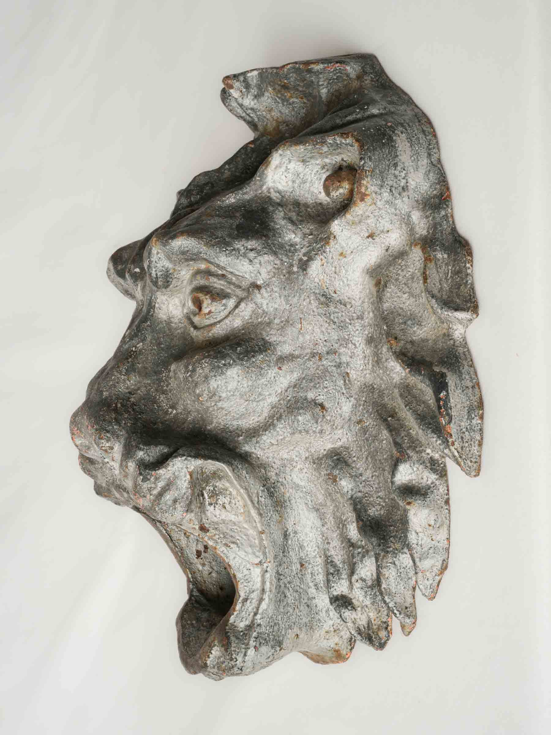 Expressive 19th-Century Cast Iron Lion Fountain Spout - 16½"