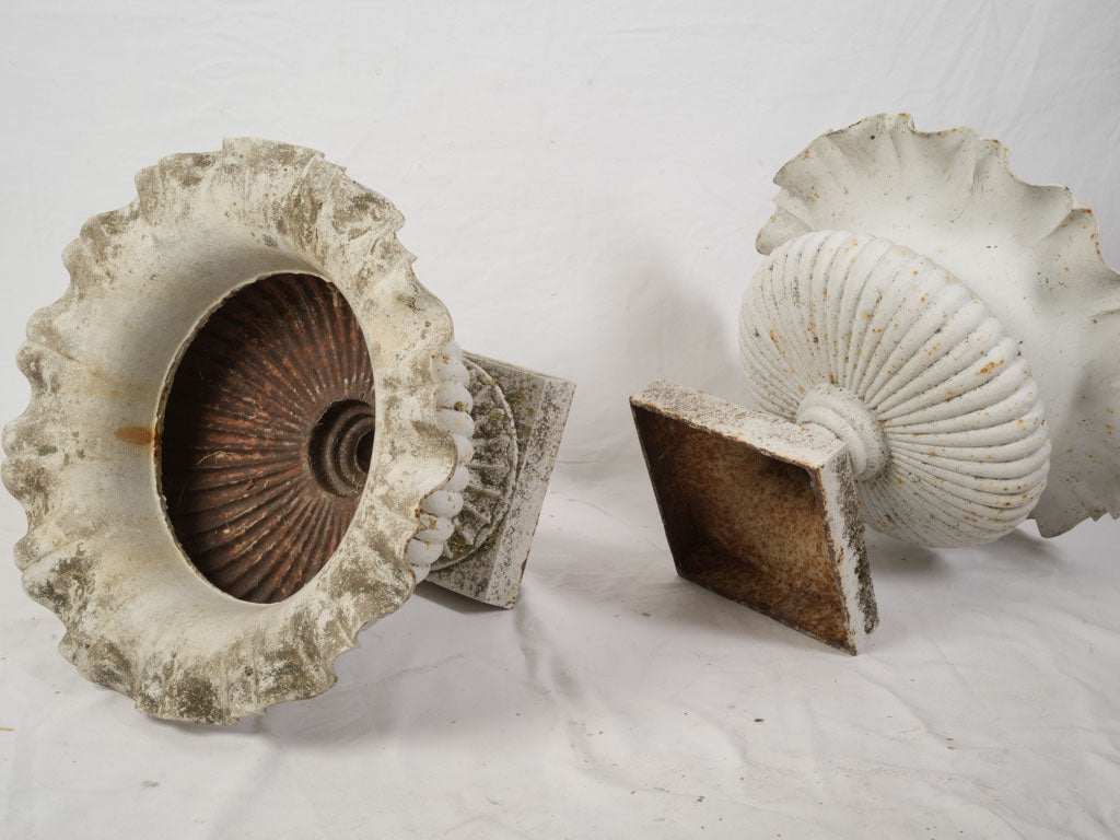 Beautiful Pair Of Large French Cast Iron Garden Urns Late 19th To Early 20th Century - 17¾"