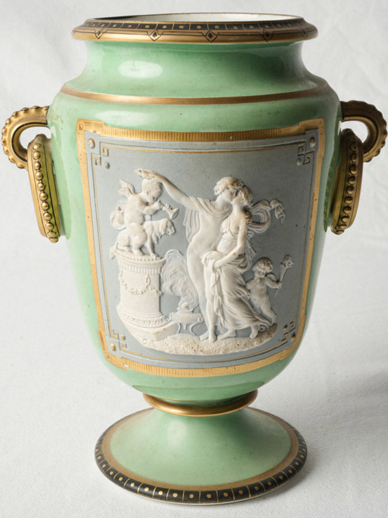 Late 19th Century Limoges Porcelain Vase w/ Cameo-Style Decoration - 10¼"