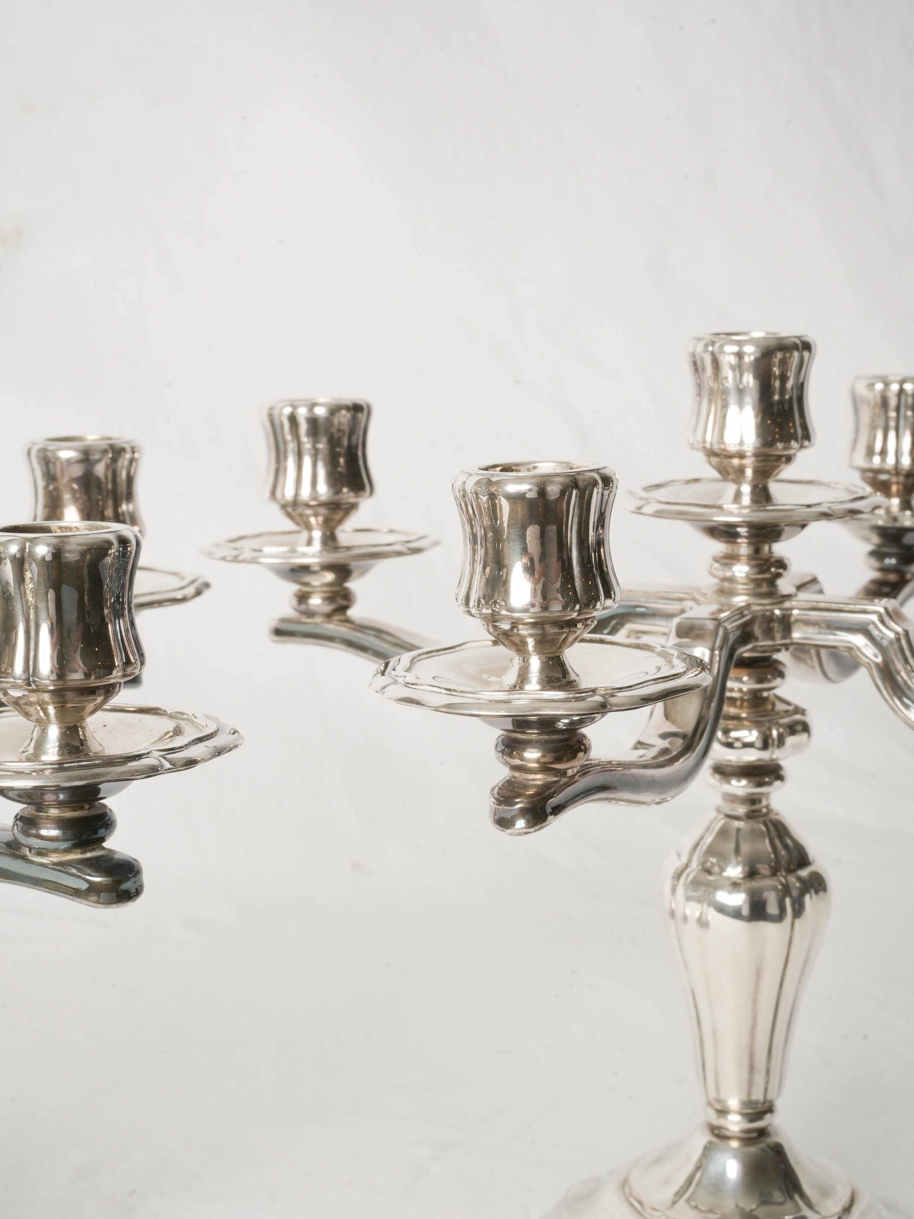 Pair of French Silver-Plated Five-Light Candelabra by Saint Médard - 10¾"