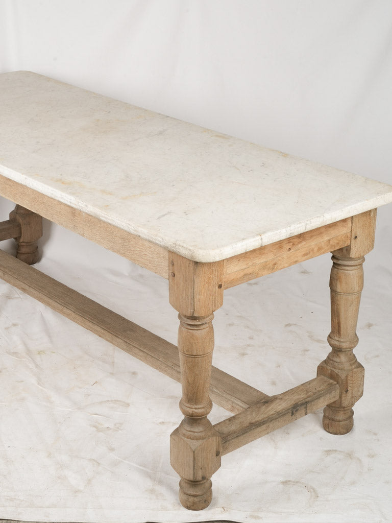 Antique oak table with elegant marble