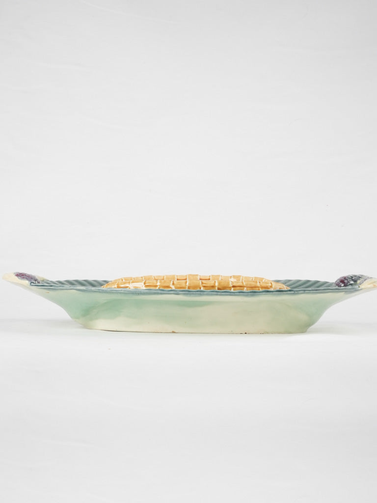 Vintage ceramic basket-shaped serving platter