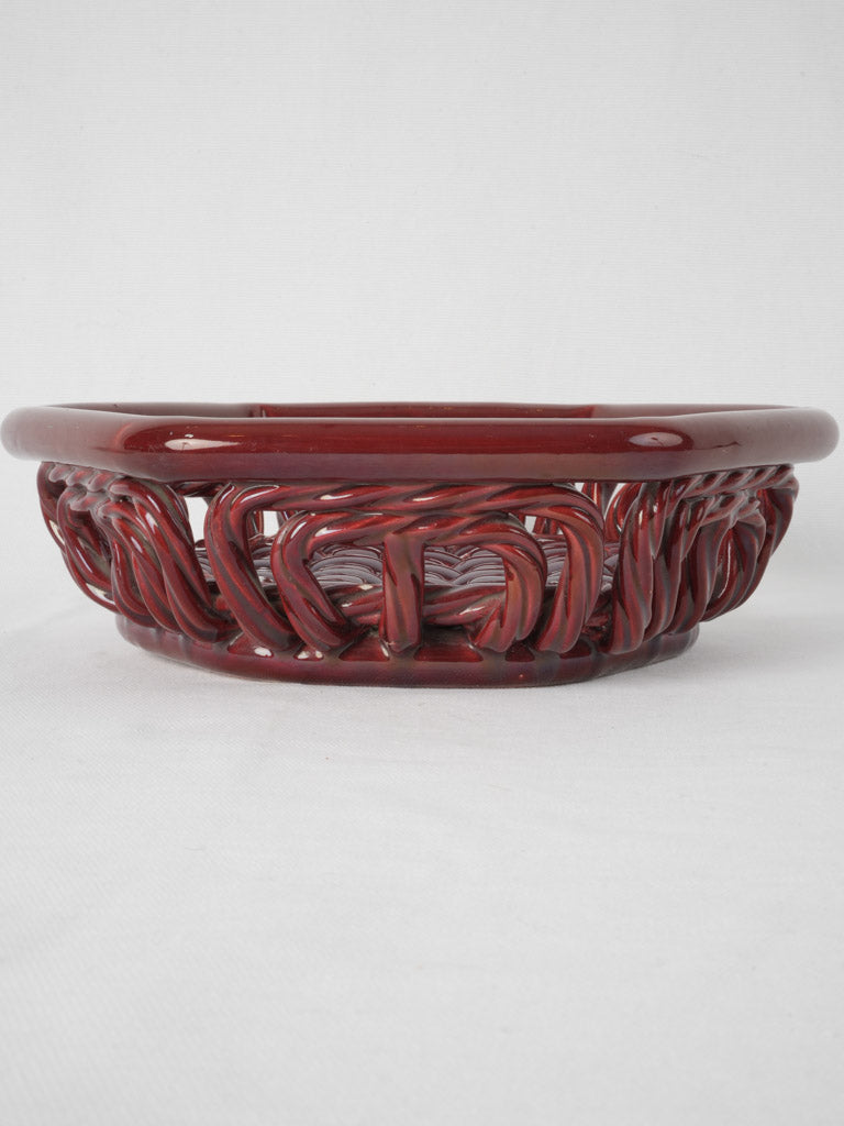 1960s open-weave ceramic centerpiece