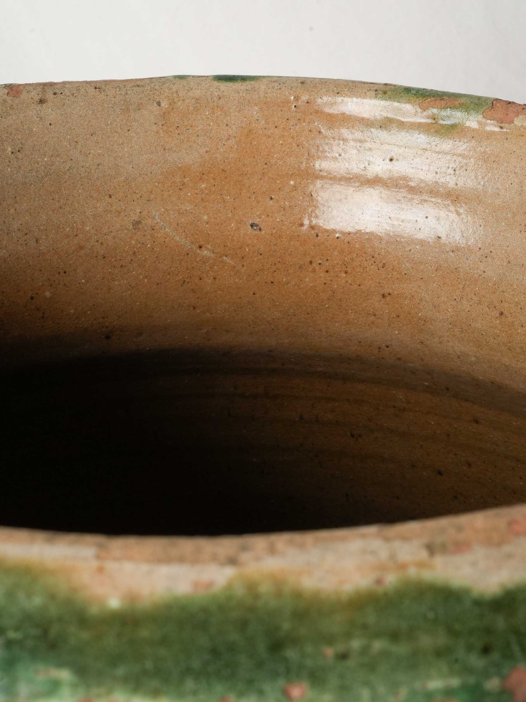 19th-Century French Green-Glazed Terracotta Olive Jar from Tornac - 20"