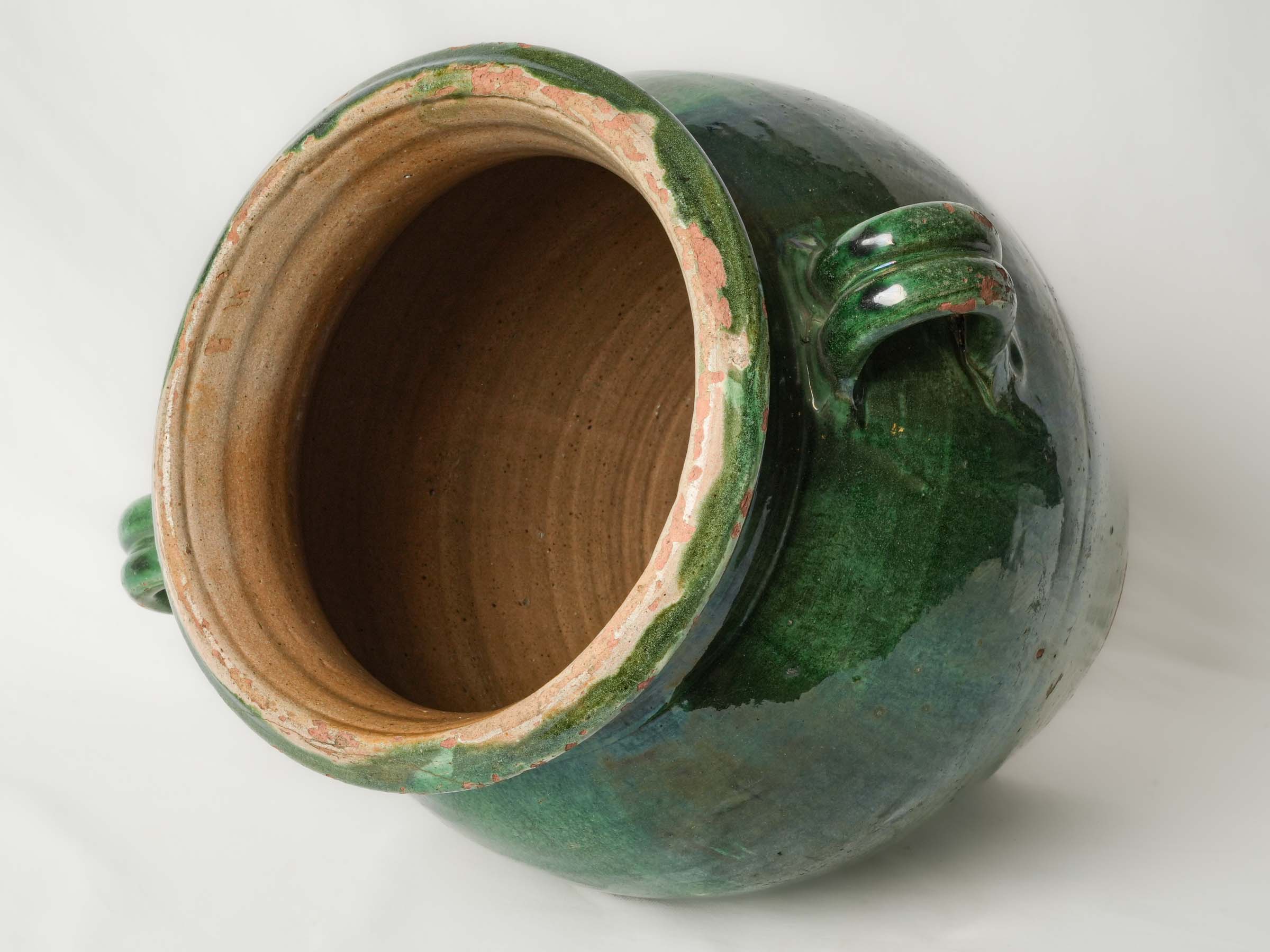 19th-Century French Green-Glazed Terracotta Olive Jar from Tornac - 20"