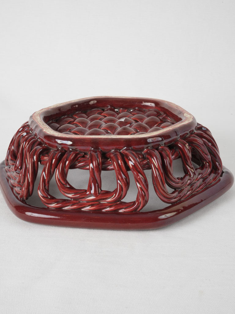 Rich-glazed vintage ceramic centerpiece